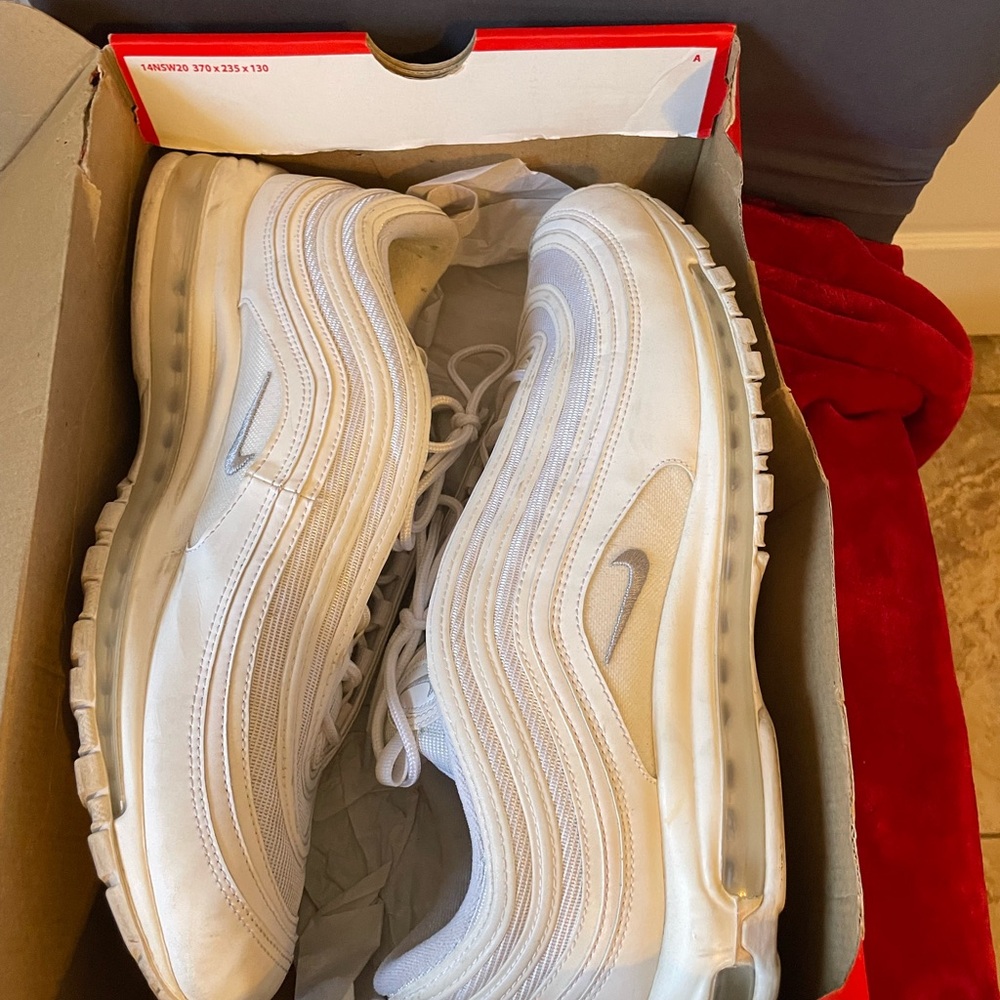 Nike Air Max 97 Triple White Sneakers Size 15 Mens